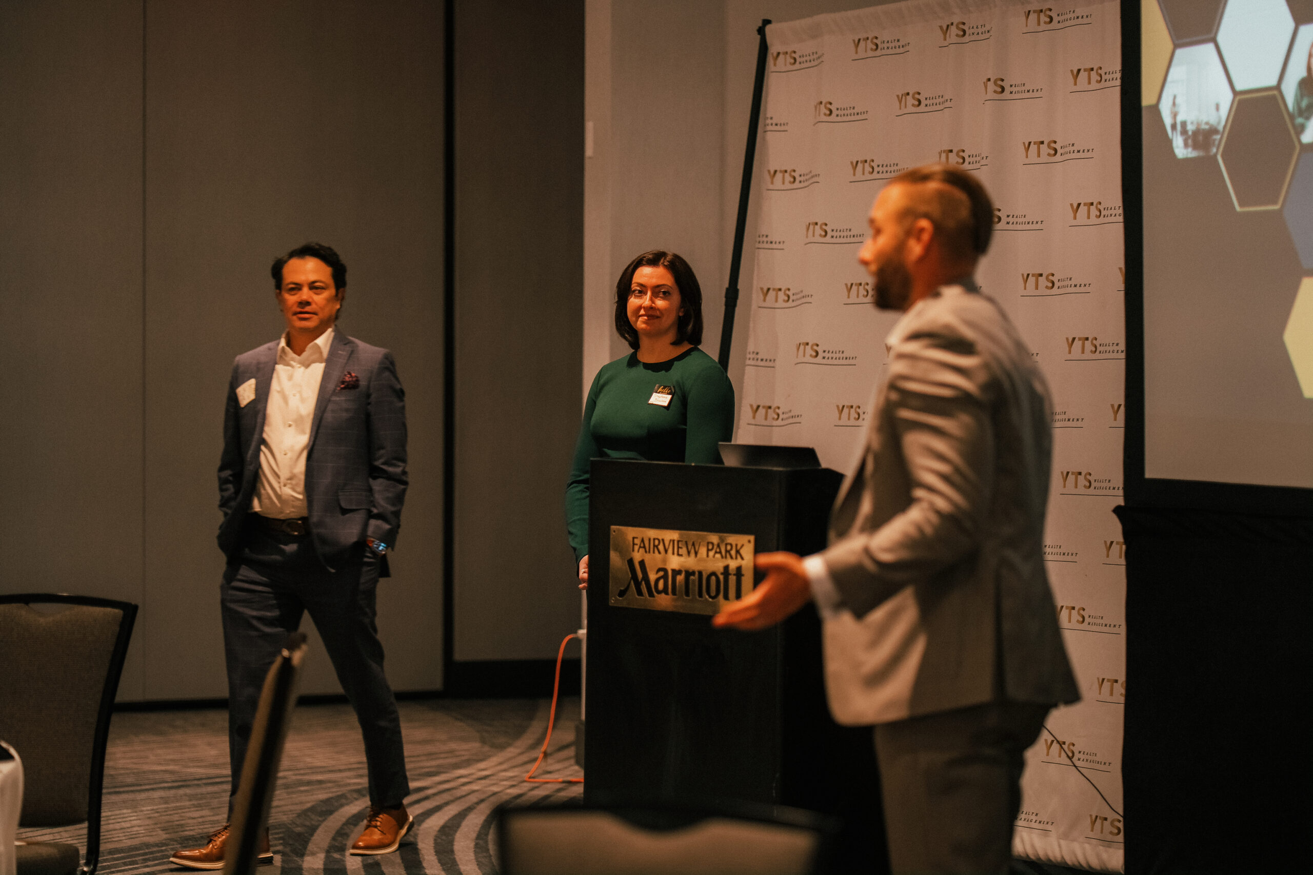 Partner and Senior Wealth Advisor Josepth Simon, CIMA®, Director of Financial Planning, Stephanie Bracken CFP®, FPQP®, and Partner and Branch Wealth Manager Joshua Yoskosky, speak at the Arlington Financial Planning Seminar
